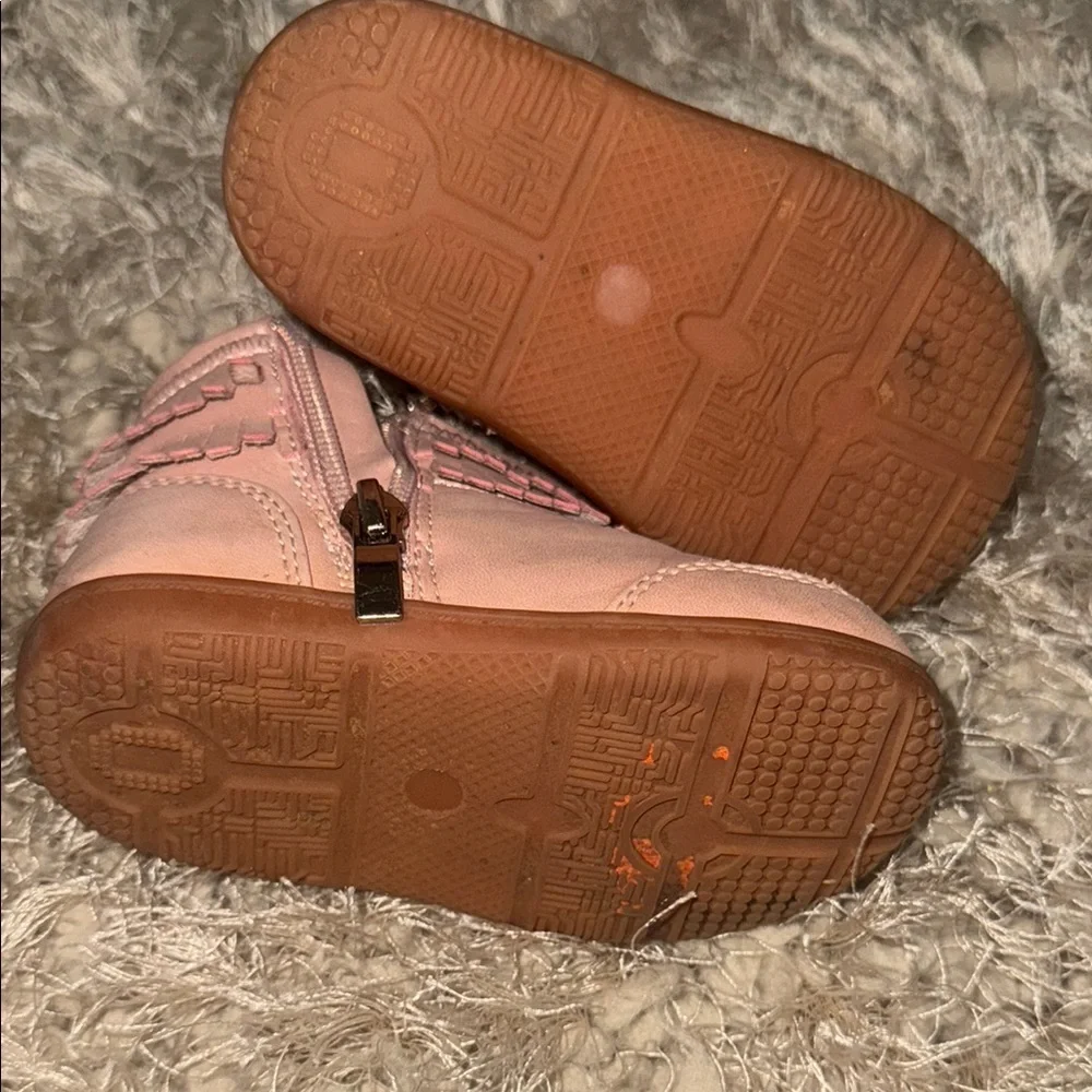 Pink Fringe Toddler Ankle Boots